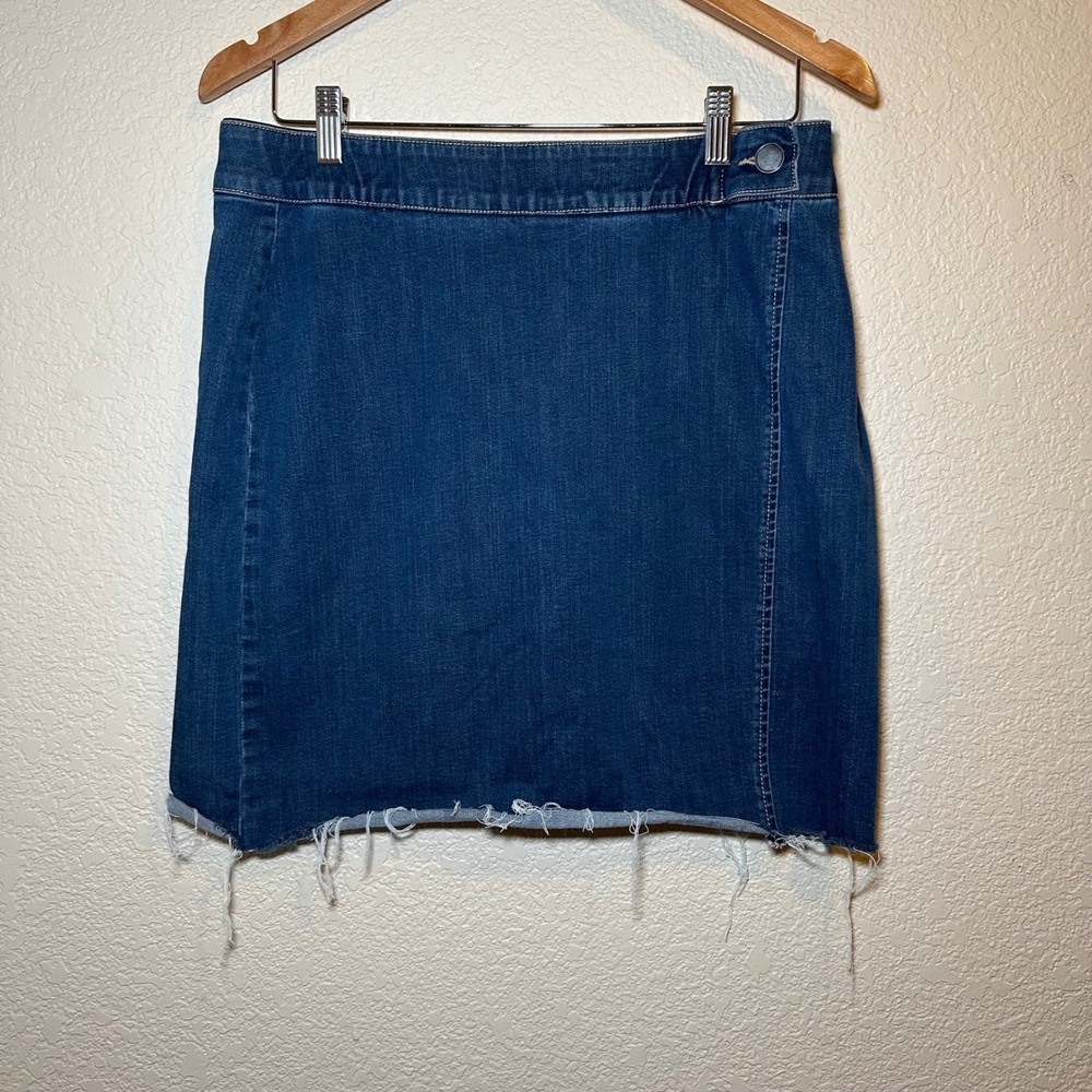 Christopher Banks Womens 8 Skirt Blue Jean Denim Skort Stretch Boho Basic Casual